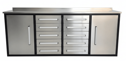 7FT Heavy - Duty Steel Tool Bench – Workbench with Drawers for Garage & Workshop - Tool Benches & Workstations with STAINLESS STEEL 7 FT 10 DRAWER | Sold by Uncle Wiener's Wholesale
