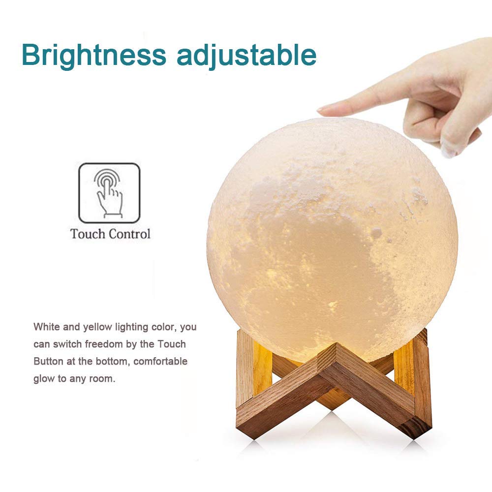 3D Moon Lamp Night Light 15 cm – LED Touch Control, 3 Color Settings, USB Rechargeable MG15C
