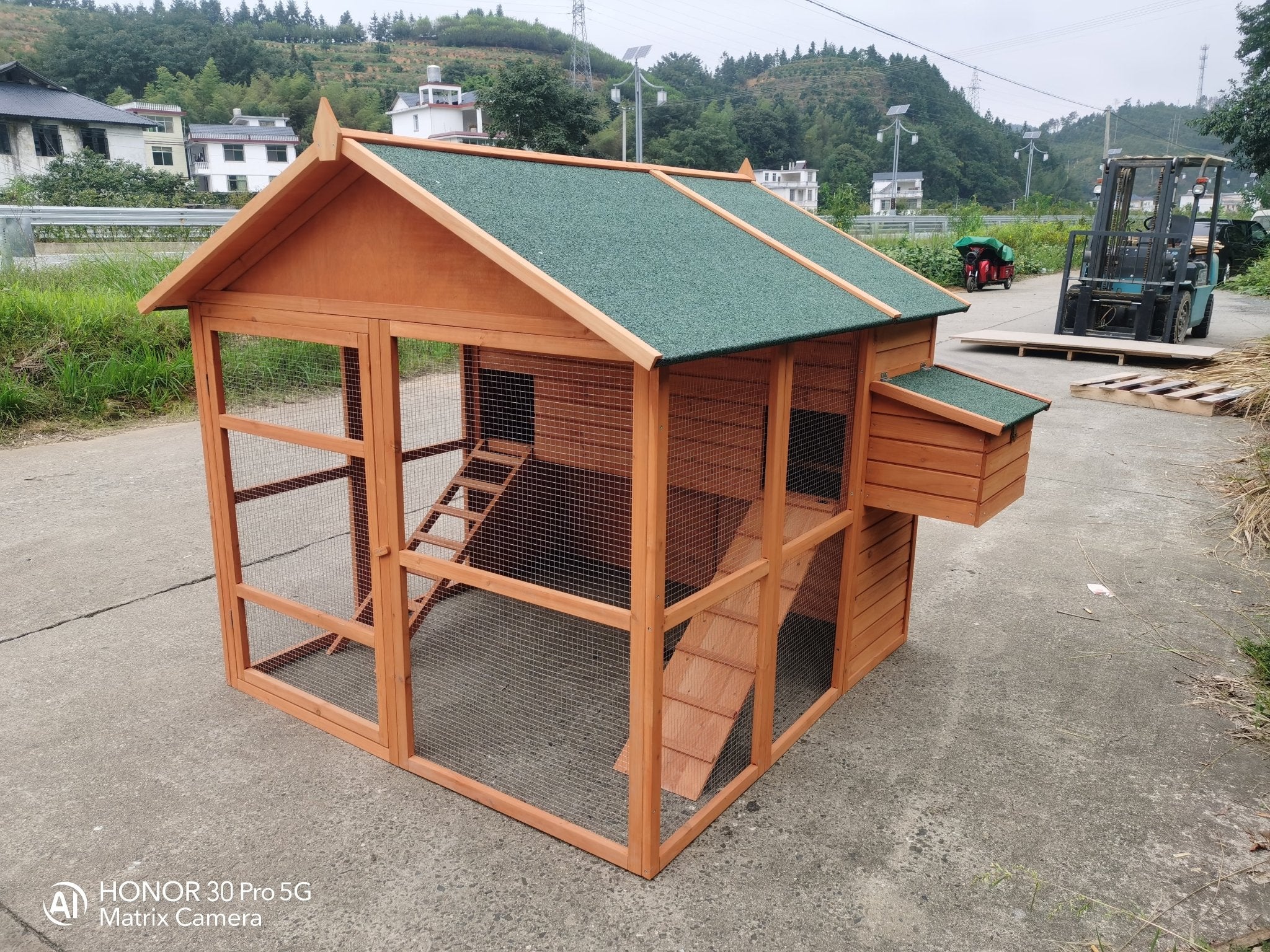 8 - Chicken Wooden Chicken Coop – Large Outdoor Shelter with Nesting Box | MSHC004 - with | Sold by Uncle Wiener's Wholesale