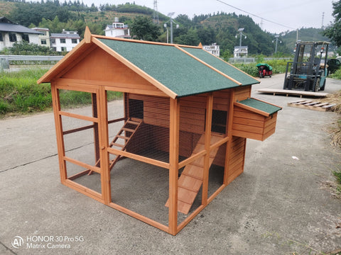 8 - Chicken Wooden Chicken Coop – Large Outdoor Shelter with Nesting Box | MSHC004 - with | Sold by Uncle Wiener's Wholesale