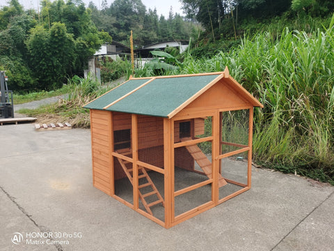 8 - Chicken Wooden Chicken Coop – Large Outdoor Shelter with Nesting Box | MSHC004 - with | Sold by Uncle Wiener's Wholesale