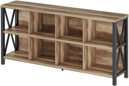 8 - Cube Storage Organizer Bookshelf – Rustic Industrial Wood and Metal Shelf Unit, 62” Wide – MH24207 - with | Sold by Uncle Wiener's Wholesale