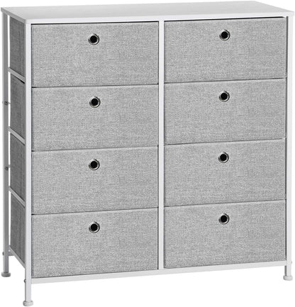 8 Drawer Fabric Dresser Storage Cabinet, Bedroom Chest of Drawers with Metal Frame and Wide Fabric Drawers for Bedroom, Closet and Hallway Light Gray and White LTS24W - with | Sold by Uncle Wiener's Wholesale