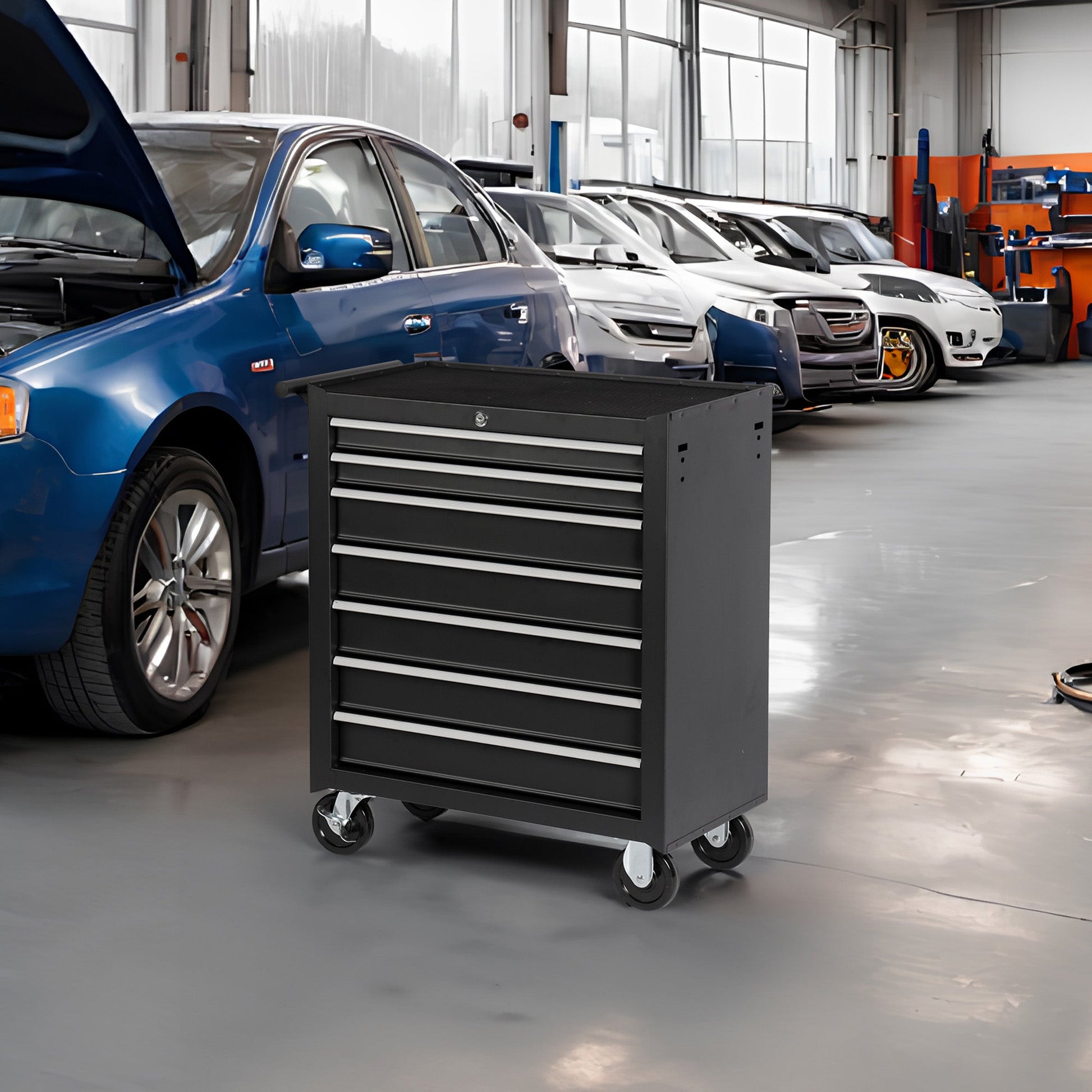 8 Drawer Garage Tool Cabinet Heavy Duty Steel Rolling Storage with Casters 31307 - with Orange | Sold by Uncle Wiener's Wholesale