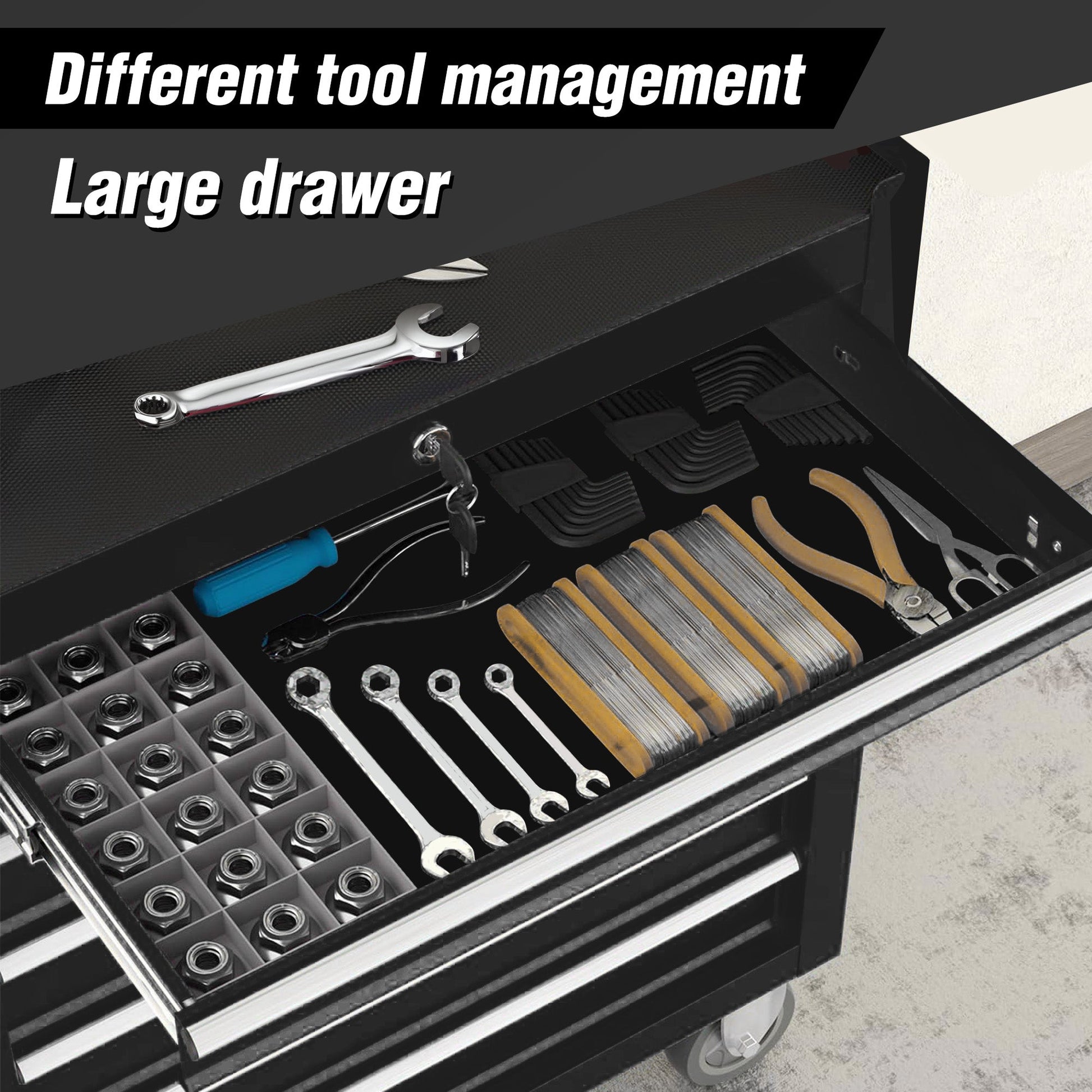 8 Drawer Garage Tool Cabinet Heavy Duty Steel Rolling Storage with Casters 31307 - with Orange | Sold by Uncle Wiener's Wholesale