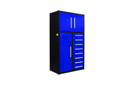 8 - Drawer Heavy Duty Workbench H3.5FT – 100 lb Drawers, Steel Frame Red, Blue, Black, Stainless Steel - with Blue | Sold by Uncle Wiener's Wholesale
