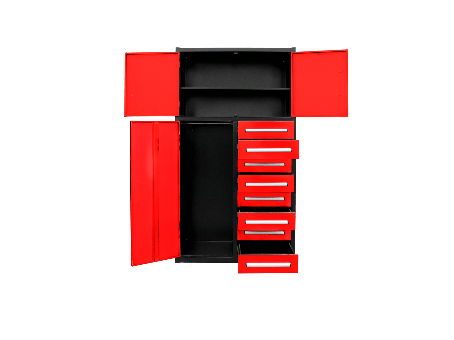 8 - Drawer Heavy Duty Workbench H3.5FT – 100 lb Drawers, Steel Frame Red, Blue, Black, Stainless Steel - with Red | Sold by Uncle Wiener's Wholesale