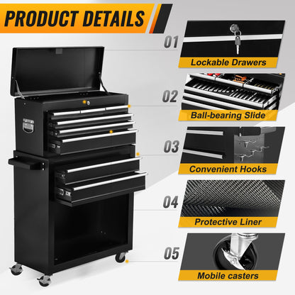 8 Drawer Rolling Tool Cabinet with Casters Heavy Duty Steel Garage Storage – Black Red Blue Orange - with Orange | Sold by Uncle Wiener's Wholesale