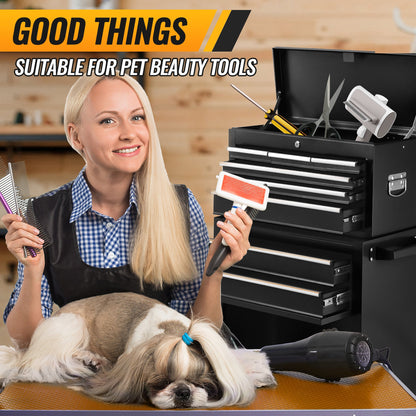 8 Drawer Rolling Tool Cabinet with Casters Heavy Duty Steel Garage Storage – Black Red Blue Orange - with Orange | Sold by Uncle Wiener's Wholesale