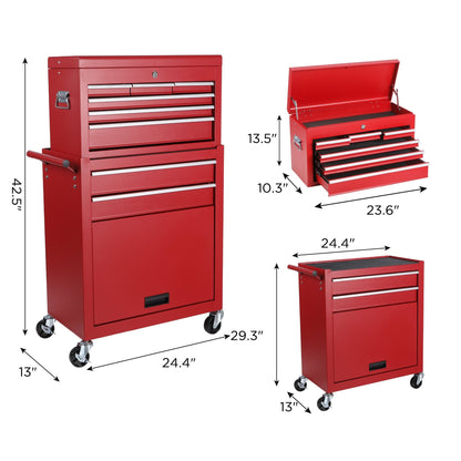 8 Drawer Rolling Tool Cabinet with Casters Heavy Duty Steel Garage Storage – Black Red Blue Orange - with Orange | Sold by Uncle Wiener's Wholesale