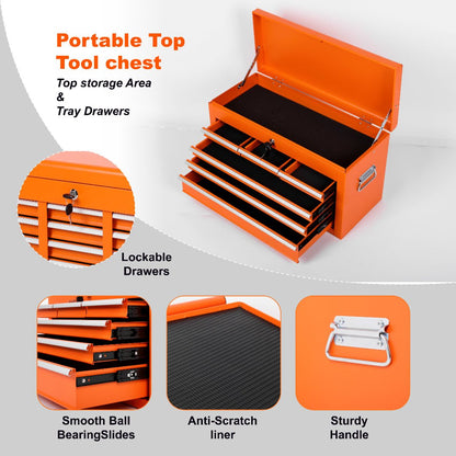 8 Drawer Rolling Tool Cabinet with Casters Heavy Duty Steel Garage Storage – Black Red Blue Orange - with Orange | Sold by Uncle Wiener's Wholesale