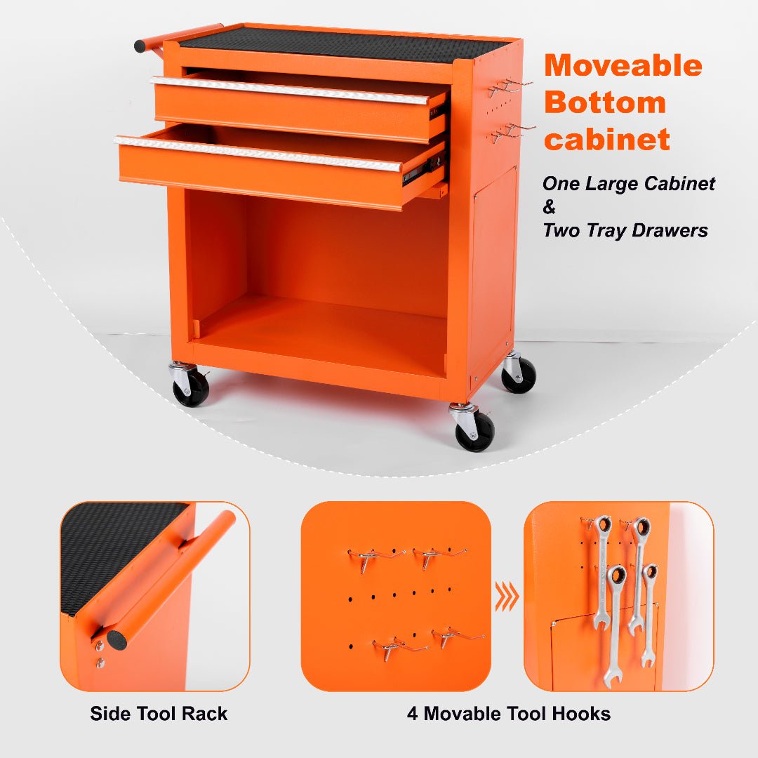 8 Drawer Rolling Tool Cabinet with Casters Heavy Duty Steel Garage Storage – Black Red Blue Orange - with Orange | Sold by Uncle Wiener's Wholesale