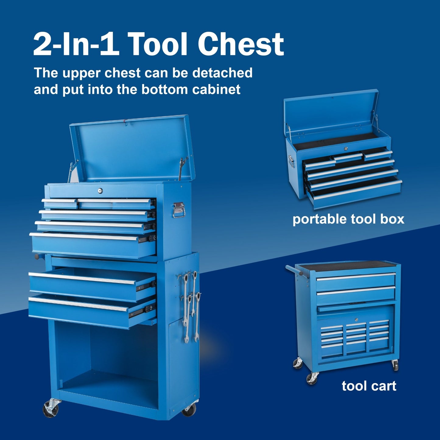 8 Drawer Rolling Tool Cabinet with Casters Heavy Duty Steel Garage Storage – Black Red Blue Orange - with Orange | Sold by Uncle Wiener's Wholesale