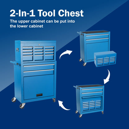 8 Drawer Rolling Tool Cabinet with Casters Heavy Duty Steel Garage Storage – Black Red Blue Orange - with Orange | Sold by Uncle Wiener's Wholesale