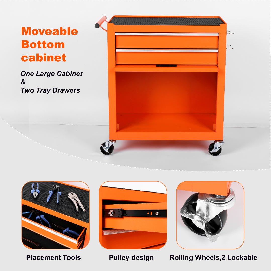 8 Drawer Rolling Tool Cabinet with Casters Heavy Duty Steel Garage Storage – Black Red Blue Orange - with Orange | Sold by Uncle Wiener's Wholesale