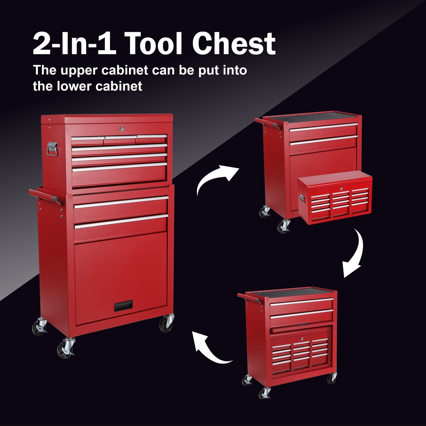8 Drawer Rolling Tool Cabinet with Casters Heavy Duty Steel Garage Storage – Black Red Blue Orange - with Orange | Sold by Uncle Wiener's Wholesale