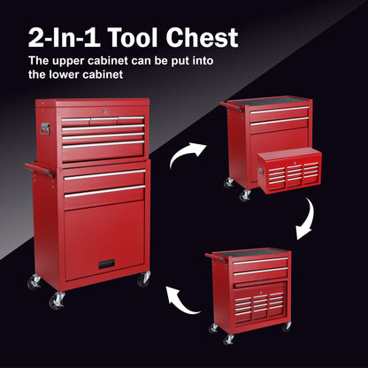 8 Drawer Rolling Tool Cabinet with Casters Heavy Duty Steel Garage Storage – Black Red Blue Orange - with Orange | Sold by Uncle Wiener's Wholesale