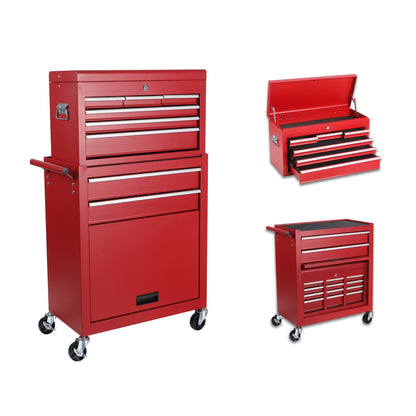 8 Drawer Rolling Tool Cabinet with Casters Heavy Duty Steel Garage Storage – Black Red Blue Orange - with Red | Sold by Uncle Wiener's Wholesale