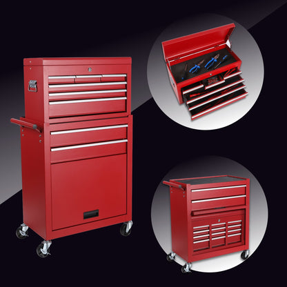 8 Drawer Rolling Tool Cabinet with Casters Heavy Duty Steel Garage Storage – Black Red Blue Orange - with Orange | Sold by Uncle Wiener's Wholesale