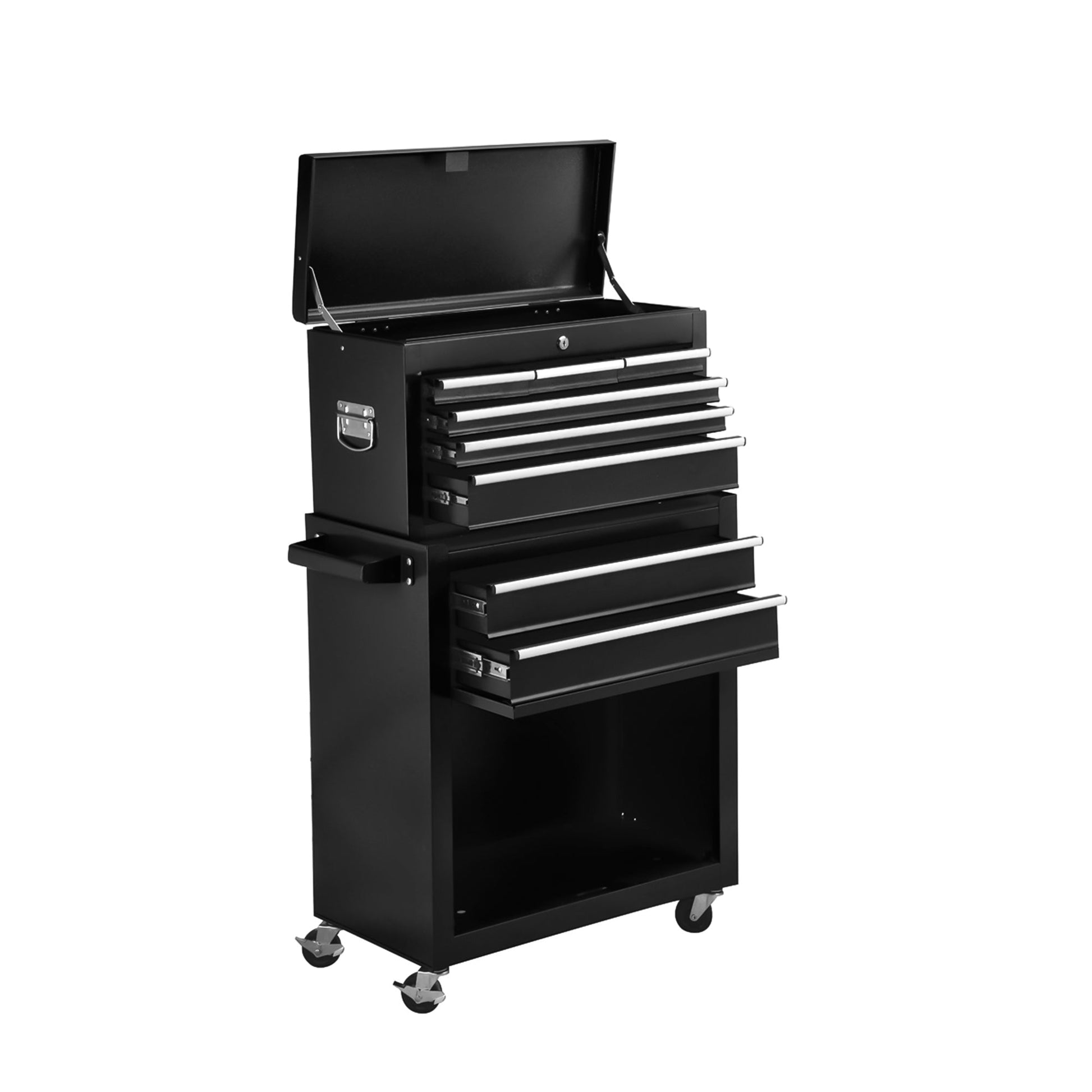 8 Drawer Rolling Tool Cabinet with Casters Heavy Duty Steel Garage Storage – Black Red Blue Orange - with Black | Sold by Uncle Wiener's Wholesale