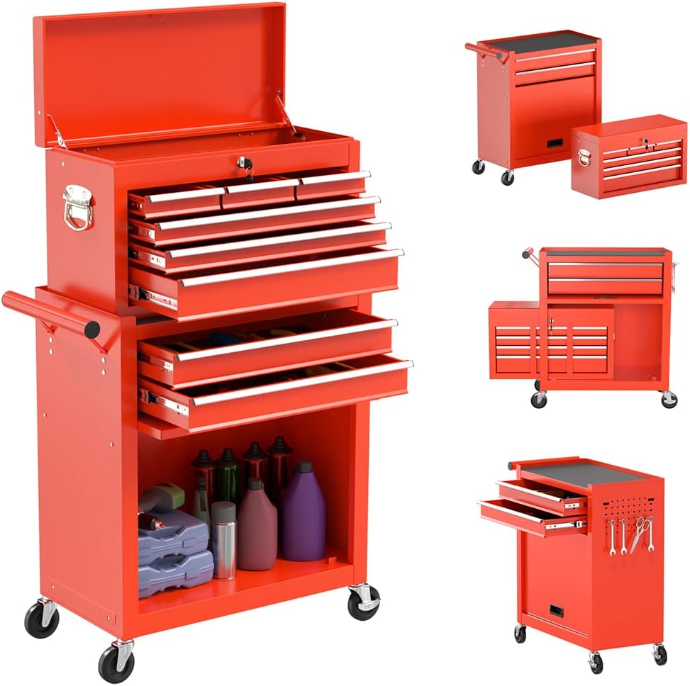 8 - Drawer Rolling Tool Chest – Heavy - Duty Metal Storage Cabinet | 203220 - with | Sold by Uncle Wiener's Wholesale
