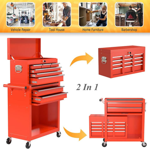 8 - Drawer Rolling Tool Chest – Heavy - Duty Metal Storage Cabinet | 203220 - with | Sold by Uncle Wiener's Wholesale