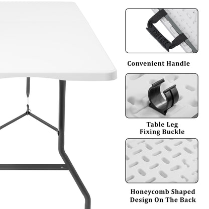 8 - Foot Folding Utility Table Portable Plastic Event Table Heavy - Duty AMCPT2474 - with | Sold by Uncle Wiener's Wholesale