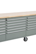 8FT Fatboy industrial tool bench with drawers and USB ports
Heavy-duty 24-drawer tool bench with stainless steel finish
Workshop organization tool bench with hardwood top
Mobile workbench with caster wheels and lockable drawers