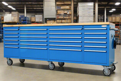 8 FT 24 - Drawer Fatboy Tool Workbench | Heavy - Duty Bench with Power & USB Options - with Pink | Sold by Uncle Wiener's Wholesale