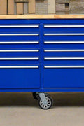 8 FT 24 - Drawer Fatboy Tool Workbench | Heavy - Duty Bench with Power & USB Options - with Blue | Sold by Uncle Wiener's Wholesale