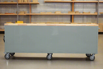 8FT Fatboy industrial tool bench with drawers and USB ports
Heavy-duty 24-drawer tool bench with stainless steel finish
Workshop organization tool bench with hardwood top
Mobile workbench with caster wheels and lockable drawers