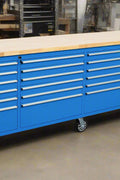 8 FT 24 - Drawer Fatboy Tool Workbench | Heavy - Duty Bench with Power & USB Options - with Pink | Sold by Uncle Wiener's Wholesale