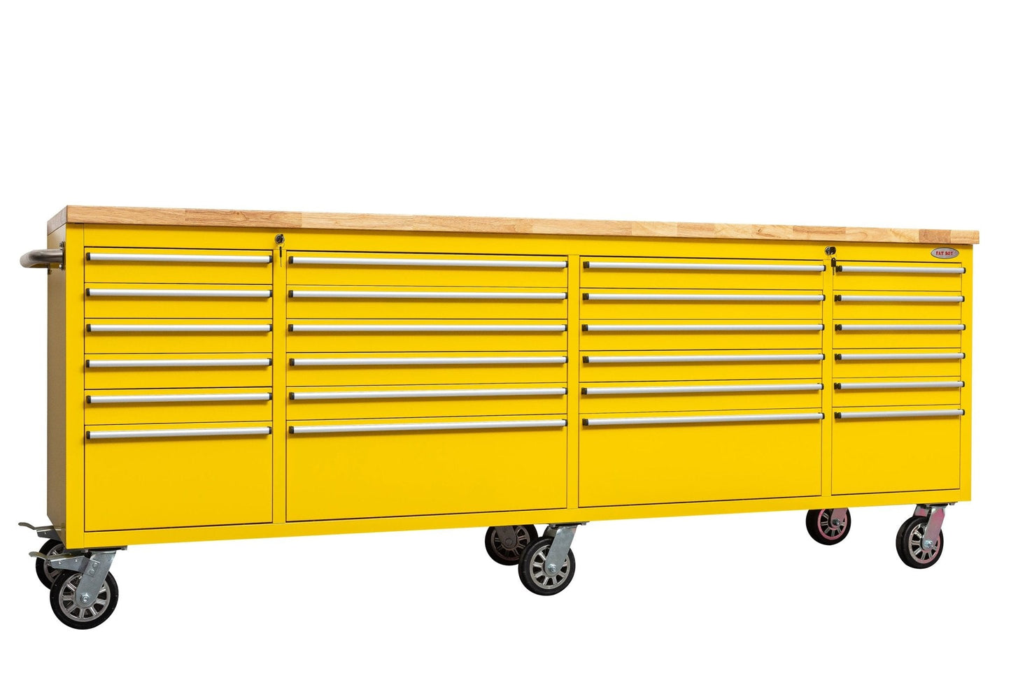 8 FT Fatboy 24 - Drawer Heavy - Duty Workbench with Power Outlets & USB Charging – Industrial Tool Bench for Garage & Workshop Organization | - with Yellow | Sold by Uncle Wiener's Wholesale
