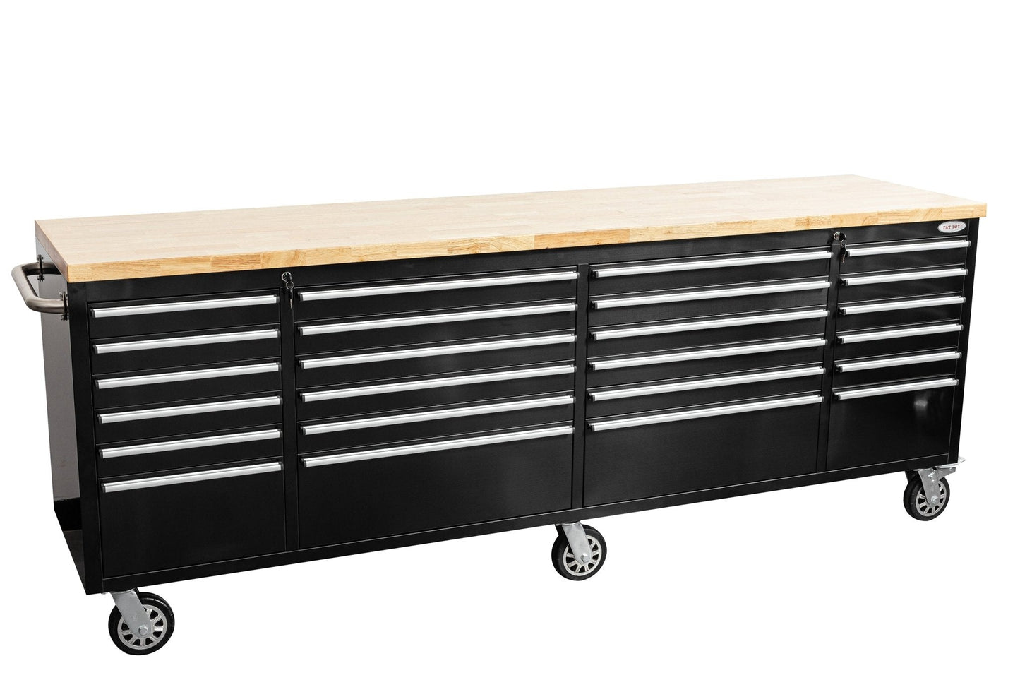 8 FT Fatboy Workbench – 24 - Drawer Heavy - Duty Tool Bench with Power & USB | FB24D8FT - with Stainless Steel | Sold by Uncle Wiener's Wholesale