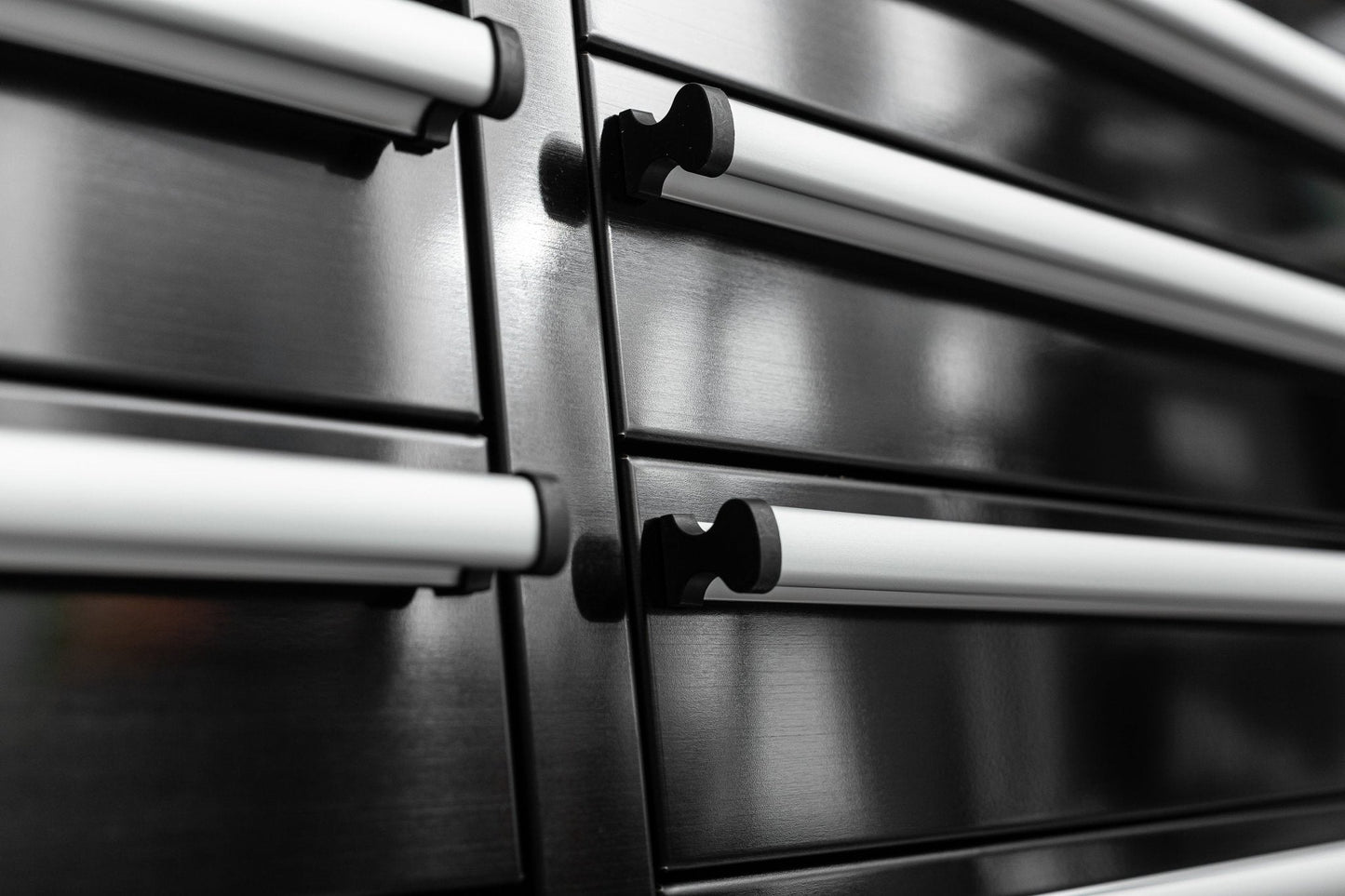 8 FT Fatboy Workbench – 24 - Drawer Heavy - Duty Tool Bench with Power & USB | FB24D8FT - with Gun Metal Stainless Steel Black | Sold by Uncle Wiener's Wholesale