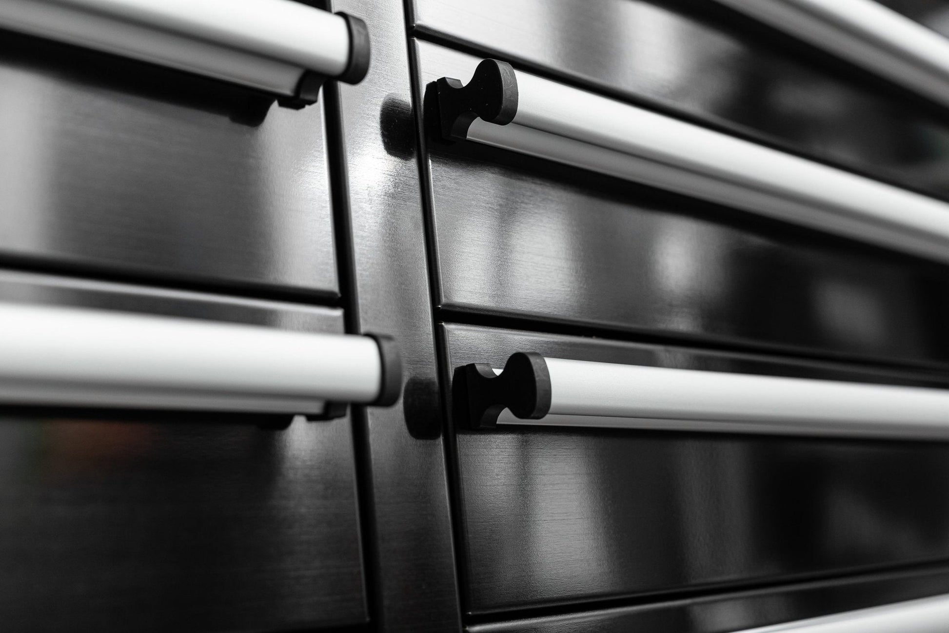 8 FT Fatboy Workbench – 24 - Drawer Heavy - Duty Tool Bench with Power & USB | FB24D8FT - with Gun Metal Stainless Steel Black | Sold by Uncle Wiener's Wholesale