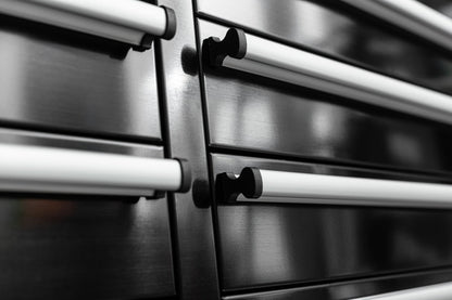 8 FT Fatboy Workbench – 24 - Drawer Heavy - Duty Tool Bench with Power & USB | FB24D8FT - with Gun Metal Stainless Steel Black | Sold by Uncle Wiener's Wholesale