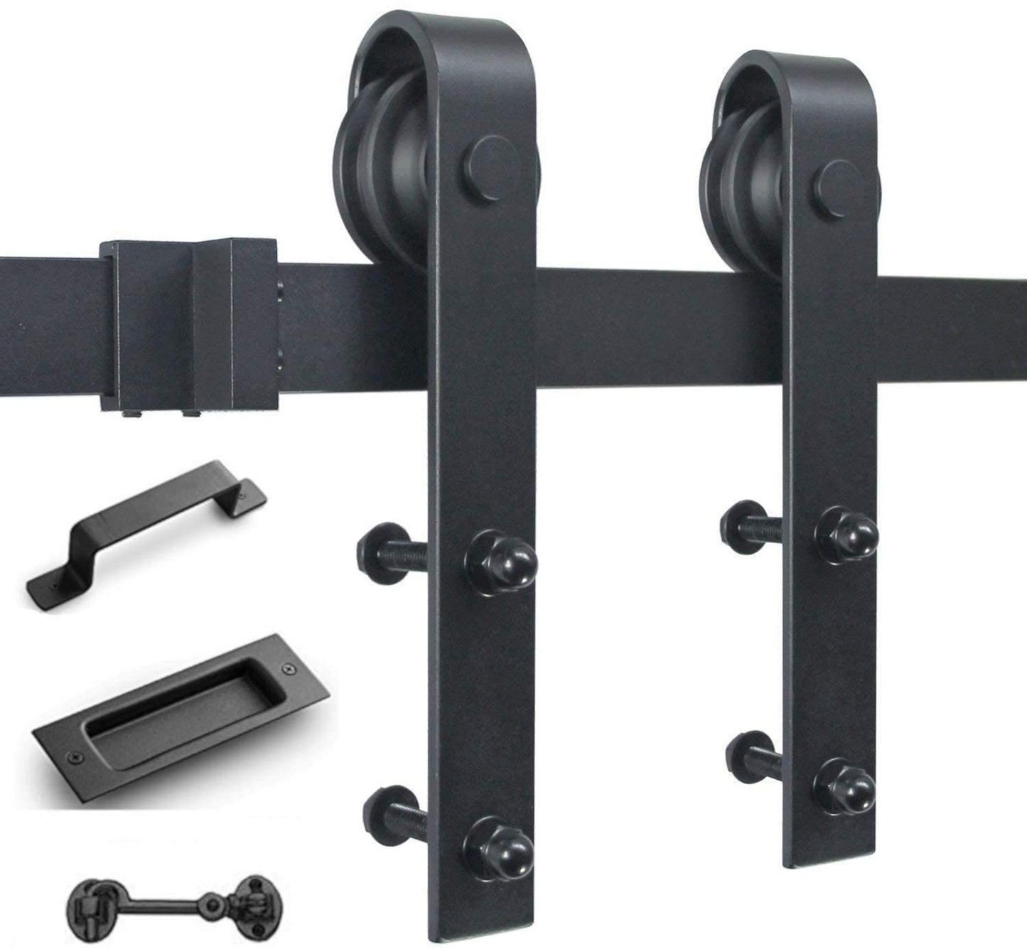 8 FT Sliding Barn Door with Latch & Handle – Durable Quiet Rail System M0028FT - with | Sold by Uncle Wiener's Wholesale
