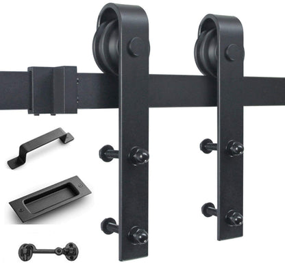 8 FT Sliding Barn Door with Latch & Handle – Durable Quiet Rail System M0028FT - with | Sold by Uncle Wiener's Wholesale