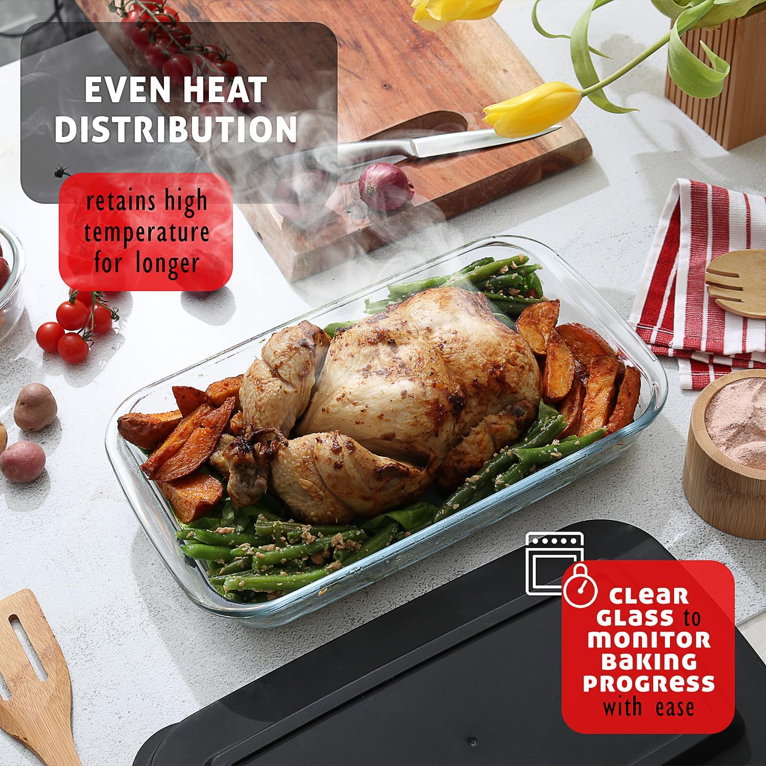 8 - Piece Deep Glass Casserole Dish Set with Plastic Lids – Rectangular Freezer - to - Oven Bakeware S8241 - with | Sold by Uncle Wiener's Wholesale