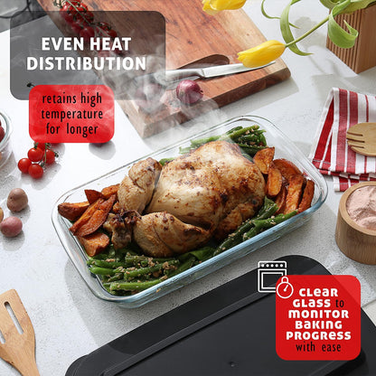 8 - Piece Deep Glass Casserole Dish Set with Plastic Lids – Rectangular Freezer - to - Oven Bakeware S8241 - with | Sold by Uncle Wiener's Wholesale