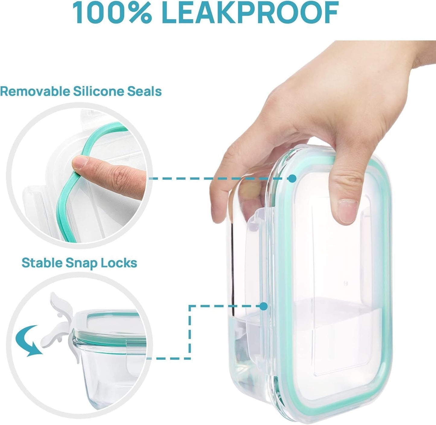 8 - Piece Glass Food Storage Container Set Rectangular & Square Airtight Locking Lids Meal Prep S1344 - with | Sold by Uncle Wiener's Wholesale