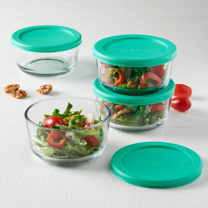 8 - Piece Glass Food Storage Containers 2 - Cup Round with Lids BPA Free Microwave Oven Safe S1343 - with | Sold by Uncle Wiener's Wholesale