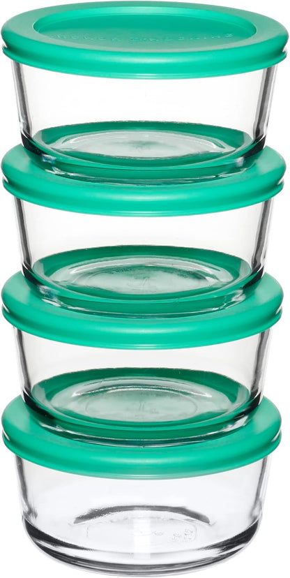 8 - Piece Glass Food Storage Containers 2 - Cup Round with Lids BPA Free Microwave Oven Safe S1343 - with | Sold by Uncle Wiener's Wholesale