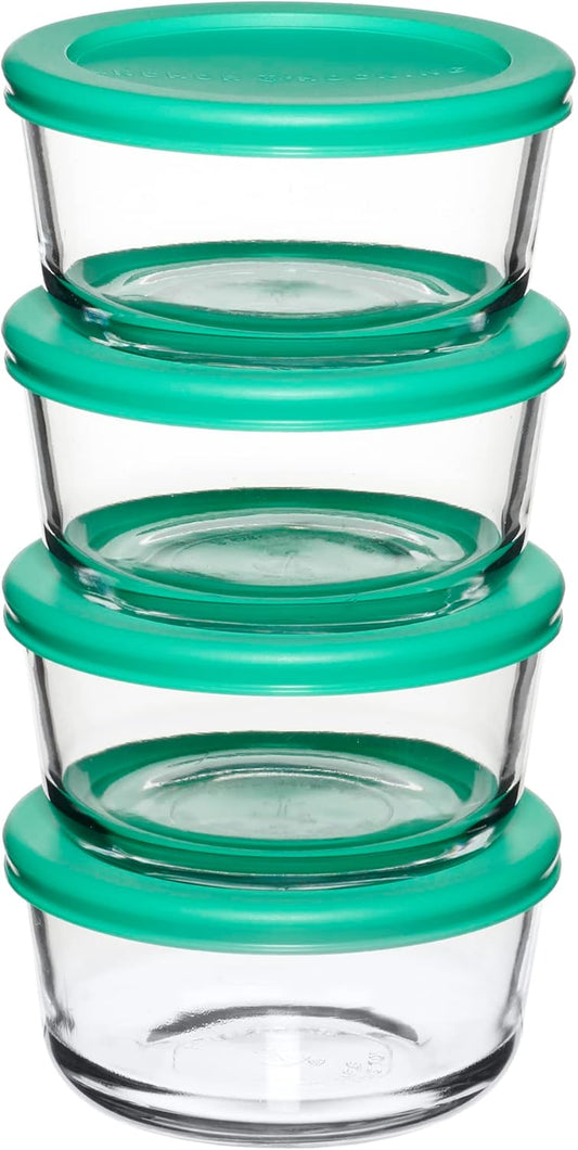 8 - Piece Glass Food Storage Containers 2 - Cup Round with Lids BPA Free Microwave Oven Safe S1343 - with | Sold by Uncle Wiener's Wholesale