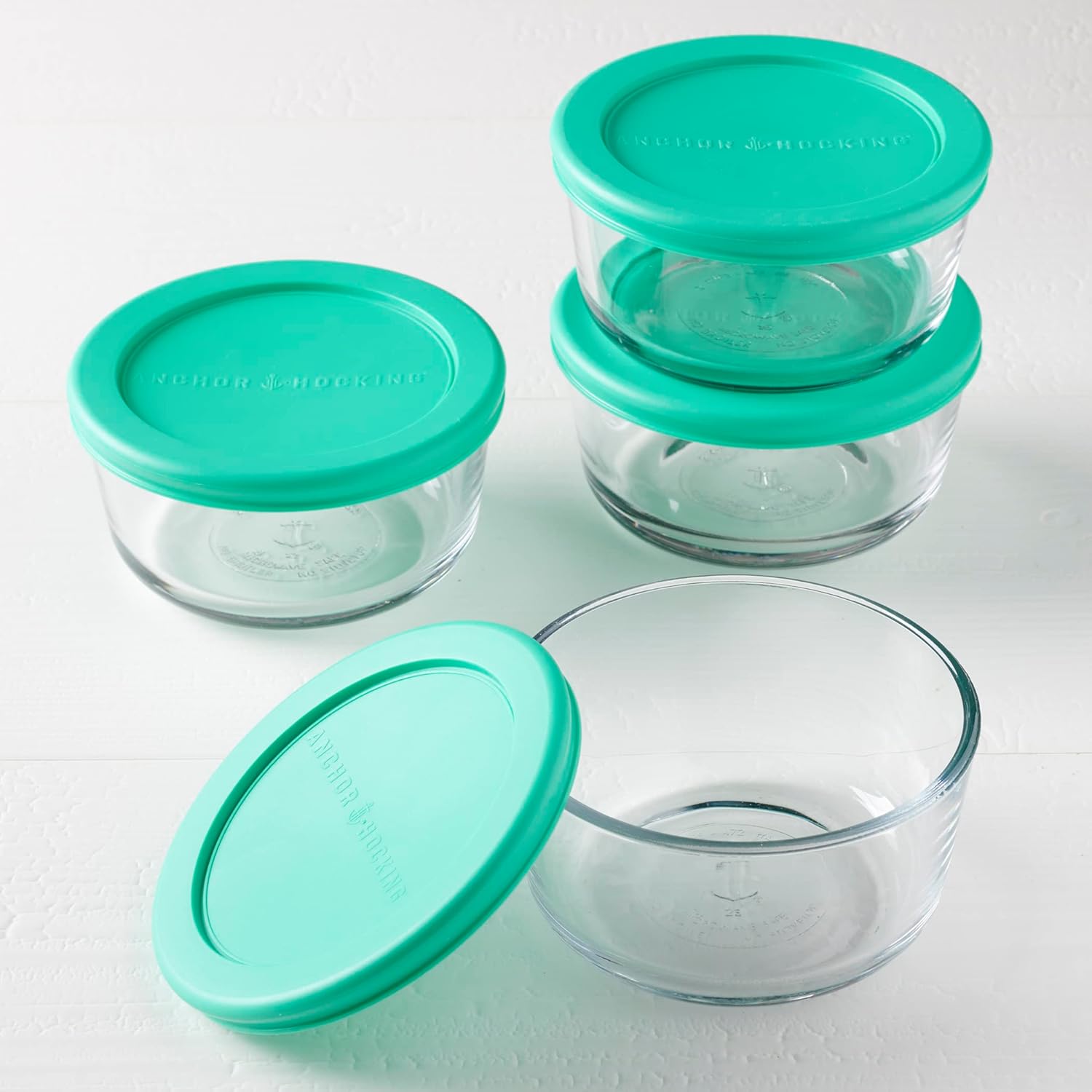8 - Piece Glass Food Storage Containers 2 - Cup Round with Lids BPA Free Microwave Oven Safe S1343 - with | Sold by Uncle Wiener's Wholesale