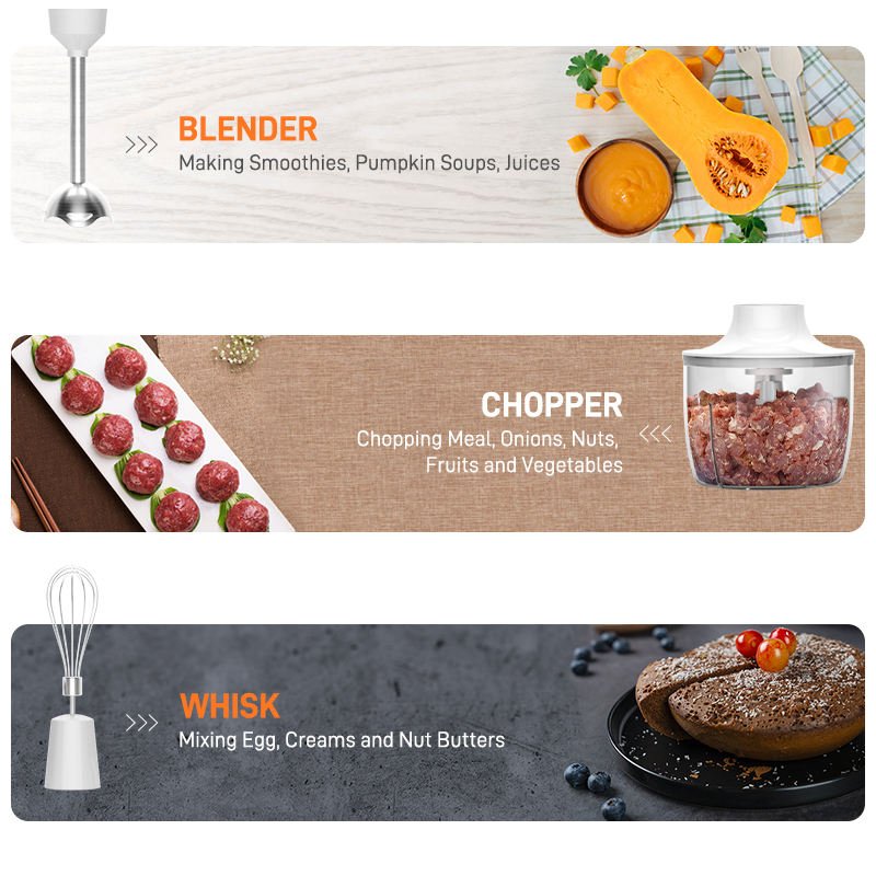 800W Variable Speed 4 - in - 1 Immersion Hand Blender Set – Powerful Stick Blender SM1546 - with | Sold by Uncle Wiener's Wholesale