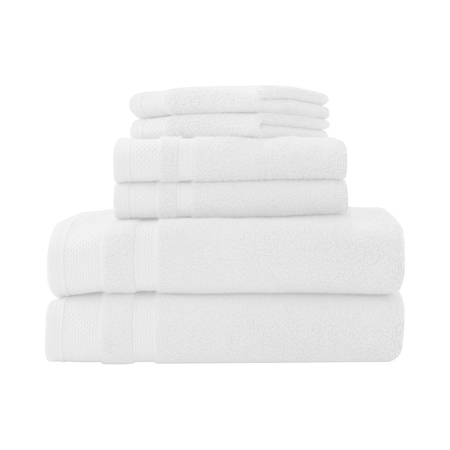 Hotel Style 6-Piece Cotton Bath Towel Set – Arctic White Luxury Bathroom Towels