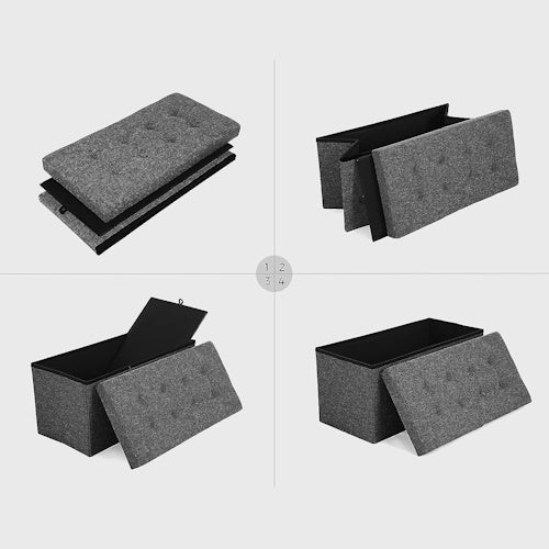 80L Gray Storage Bench Footrest Padded Seat LSF46GYZ - with | Sold by Uncle Wiener's Wholesale