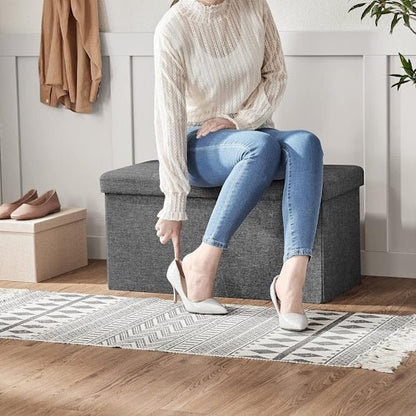 80L Gray Storage Bench Footrest Padded Seat LSF46GYZ - with | Sold by Uncle Wiener's Wholesale